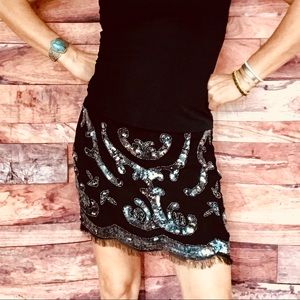 NWOT Free People black sequin skirt. Size 8
